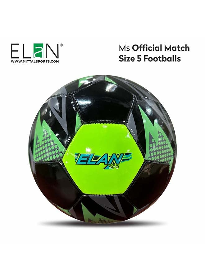 Elan Pvc Football - Official Match Size 5, Sleek Black High-Cladding Design, Machine-Stitched All-Weather Soccer Ball For Training & Matches (Ages 14+ Years) - Image 1