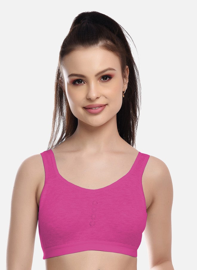 FIMS 4-Pack Solid Cotton Blend Bras in White, Red, Blue, and Pink - Image 4