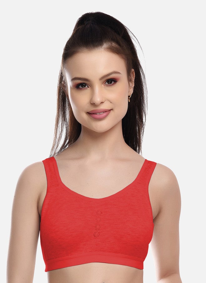 FIMS 4-Pack Solid Cotton Blend Bras in White, Red, Blue, and Pink - Image 3