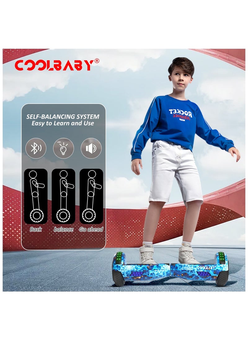 6.5inch Smart Electric Scooter 2 Wheels Self Balancing Scooter Lithium Battery Hoverboard Balance Scooter Bluetooth with Led Lights.