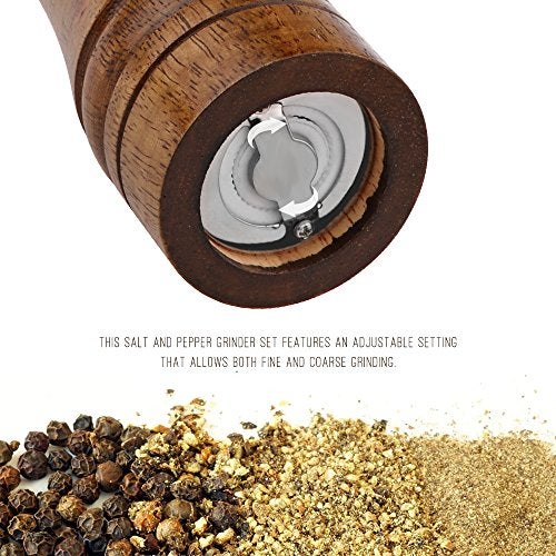 Powstro 2PCS Salt and Pepper Grinder, Solid Wood Sea Salt and Pepper Shakers, Pepper Mill & Salt Mill With Adjustable Coarseness, Premium Spice Grinder Easy To Use 8 INCH, Ideal Gift for Parents & Friends - Image 5