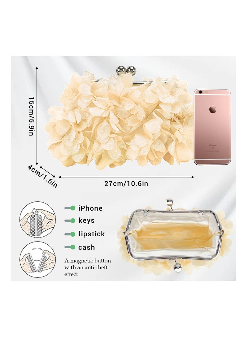 SYOSI Floral Applique Clutch Handbags, Elegant Evening Handbags Unique Floral Clutch Purses Chic Evening Handbags with Appliques Compact Small Clutch Purses Luxury Evening Floral Handbags for Women - Image 4