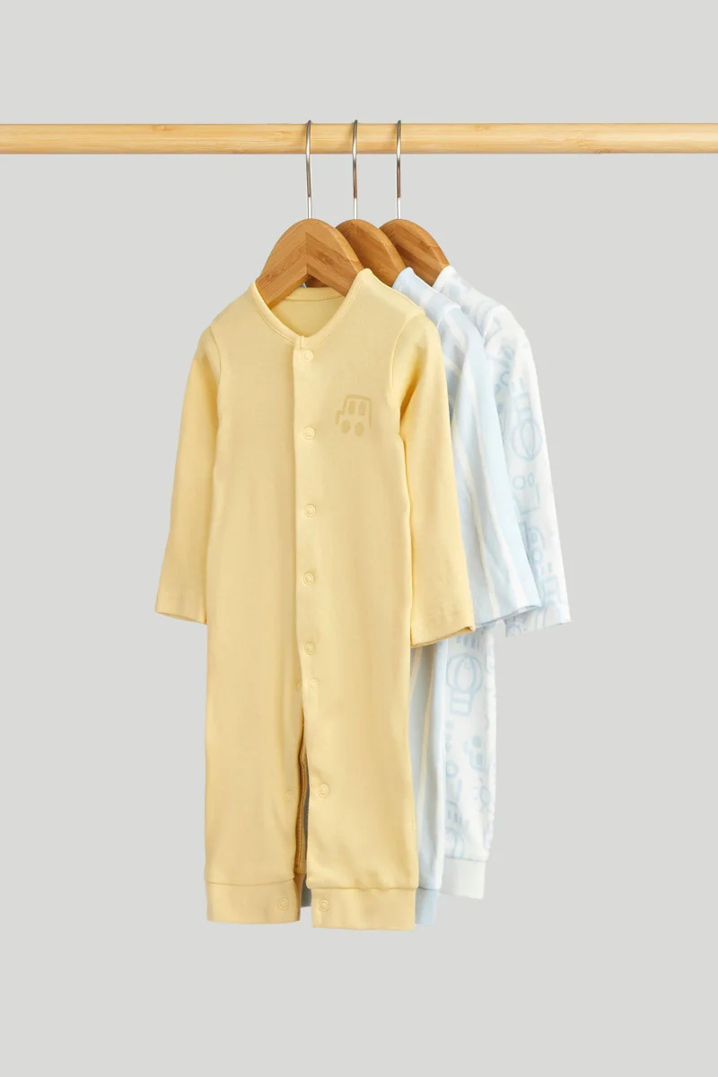 mothercare 3 Pack Transport Footless Sleepsuits