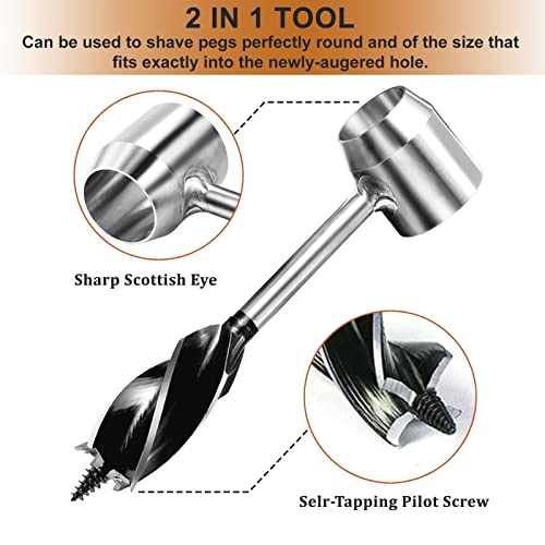 HNONPW Bushcraft Gear for Survival Settlers Bushscraft Hand Auger Wrench with Flint Scotch Eye Wood Drill Peg and Manual Hole Maker Multitool with leather Case Camping Bushcrafting and Outdoor Backpacking - Image 2