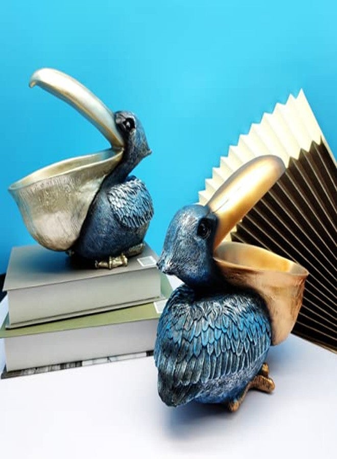 WEALTHCOMING Creative Resin Statues The Pelican Statue Birds Figurines,Cell Phone and Keys Holder Adornments for Home & Office Desk Decor 8.1" inches (Blue) - Image 4