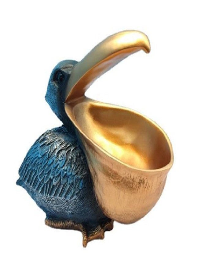 WEALTHCOMING Creative Resin Statues The Pelican Statue Birds Figurines,Cell Phone and Keys Holder Adornments for Home & Office Desk Decor 8.1" inches (Blue) - Image 1