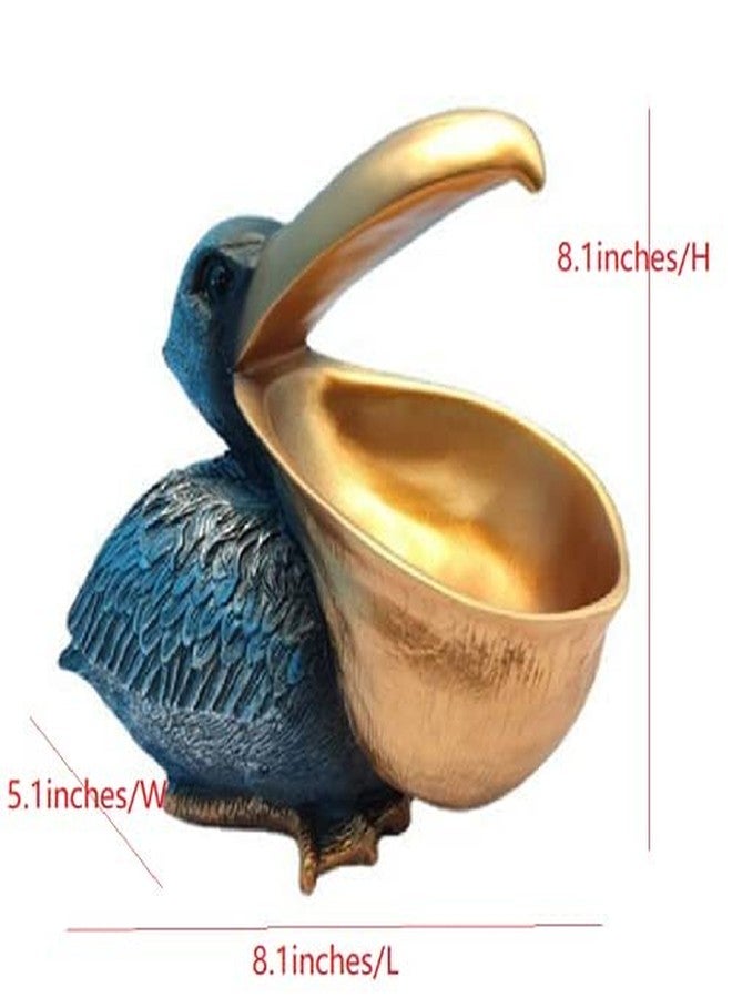 WEALTHCOMING Creative Resin Statues The Pelican Statue Birds Figurines,Cell Phone and Keys Holder Adornments for Home & Office Desk Decor 8.1" inches (Blue) - Image 2