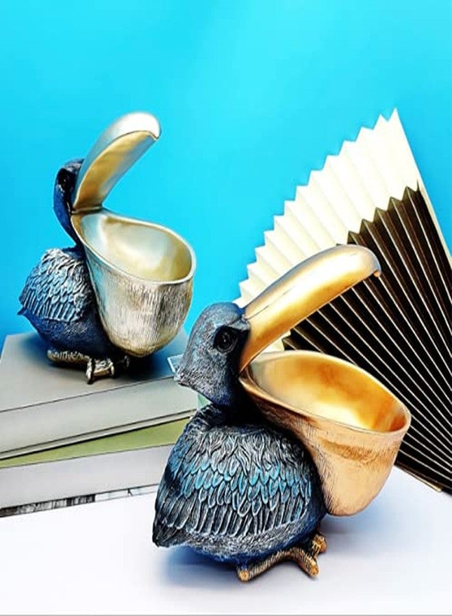 WEALTHCOMING Creative Resin Statues The Pelican Statue Birds Figurines,Cell Phone and Keys Holder Adornments for Home & Office Desk Decor 8.1" inches (Blue) - Image 5