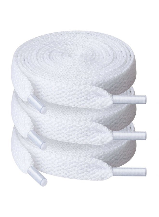 UpUGo 3 Pair Flat Shoe laces, 5/16" Wide Shoelaces for Athletic Running Sneakers Shoes Boot Strings, White, 40" - Image 1