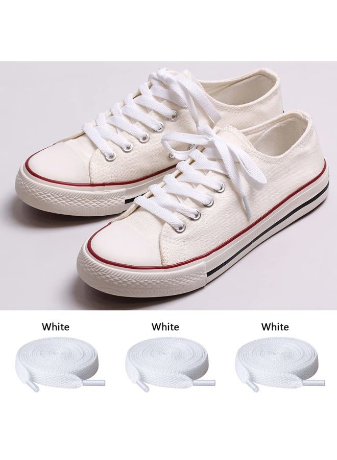 UpUGo 3 Pair Flat Shoe laces, 5/16" Wide Shoelaces for Athletic Running Sneakers Shoes Boot Strings, White, 40" - Image 3
