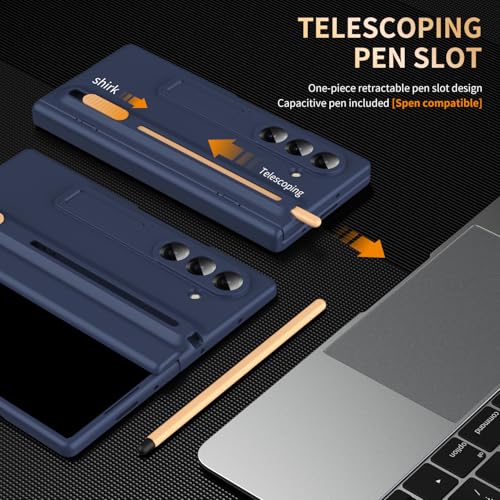 NINKI for Samsung Galaxy Z Fold 7 Case with S Pen Holder and StylusInvisible Kickstand Screen Protector Hinge Hard DropProof Stand Phone Cover for Samsung Z fold 7 Case with S Pen Slot Royal Blue - Image 3