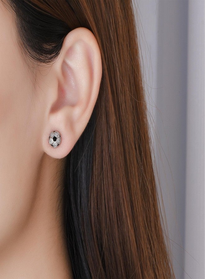 Hanreshe Soccer Stud Earrings Stainless Steel Crystal Soccer Earrings for Women - Image 2