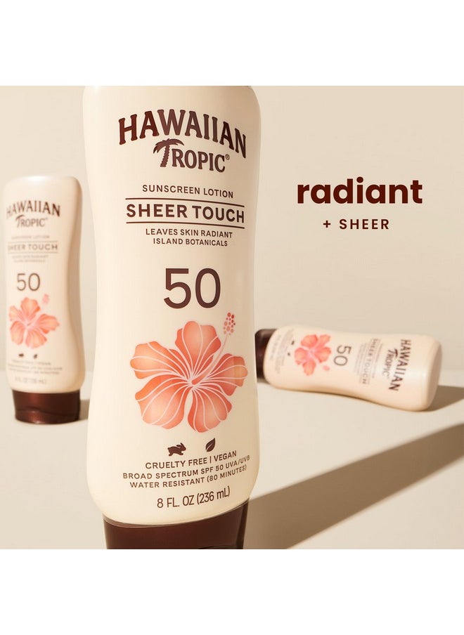 هاوايان تروبيك لوشن Sheer Touch Ultra Radiance الواقي من الشمس بعامل حماية 50، عبوة مزدوجة 8 أونصة | واقي شمس هاوايان تروبيك بعامل حماية 50، واقي شمسي، واقي شمسي خالٍ من الأوكسي بنزون، عبوة واقي شمسي للجسم، عبوة 8 أونصة لكل منها 