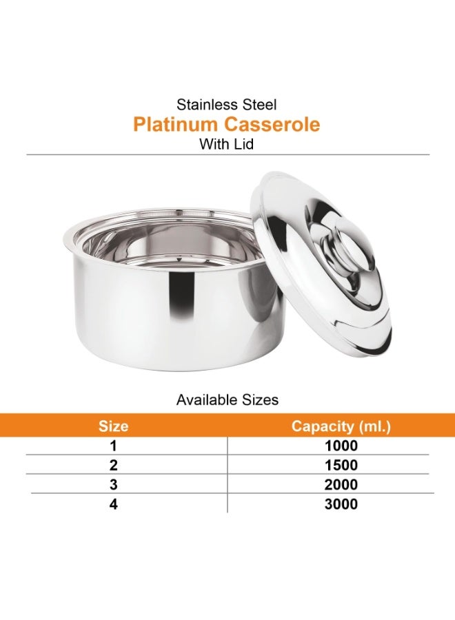 Prabha Stainless Steel Platinum Casserole - 2000ml Heavy Duty Elegance for Culinary Mastery, Hotpot Roti, Chapati, Rice Casserole Box | Keeps Food Warm and Fresh | Serving Bowl | Food Grade -Silver - Image 4