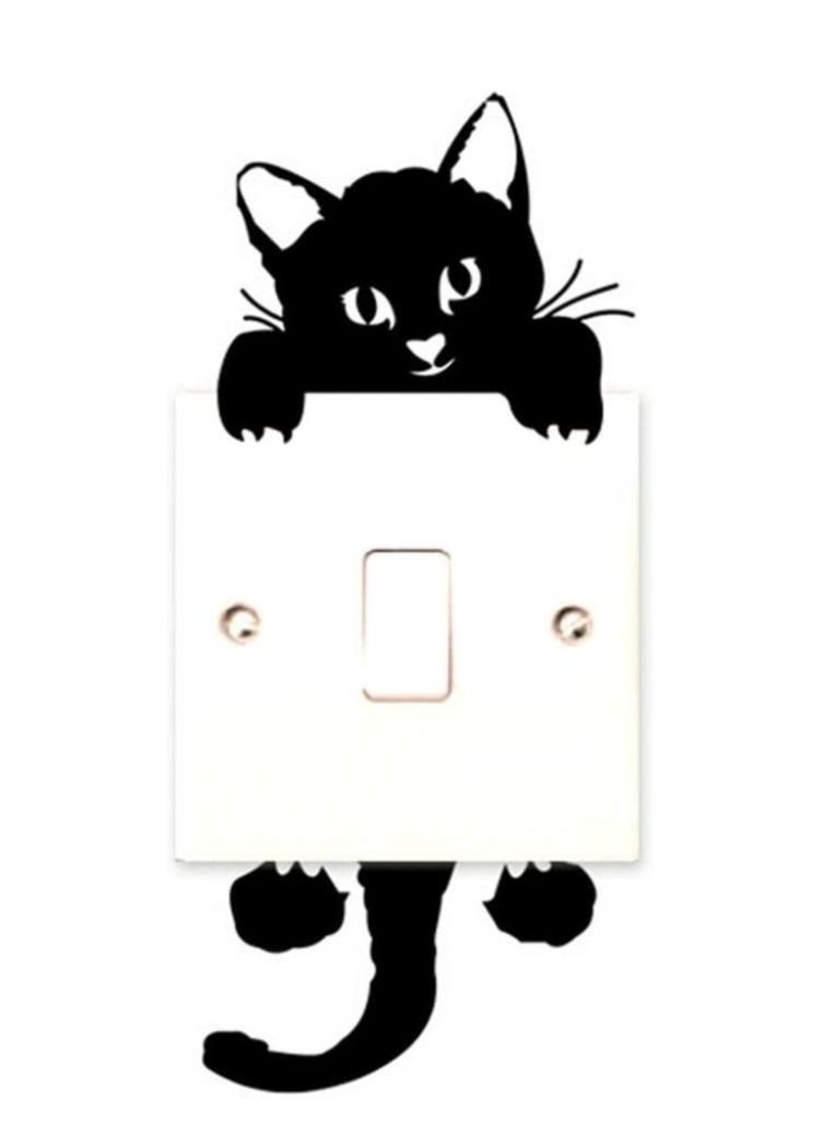 GEX Cat Wall Stickers Light Switch Decor Decals Art Mural Baby Nursery Room - Image 1