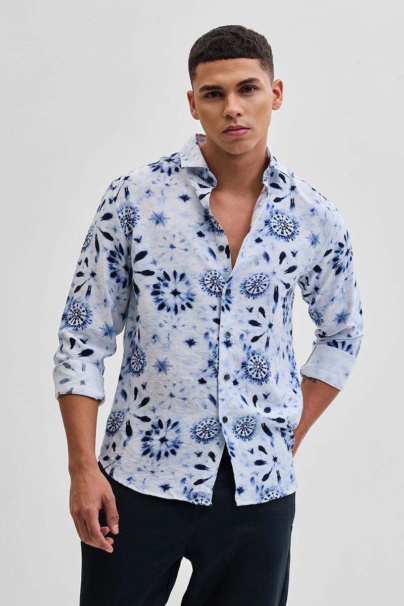 سنيتش قميص أبيض بنقوش زهور بارزة