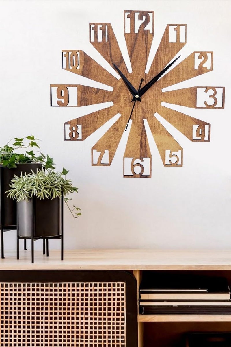 ADK Trendy Roman Wooden Clock Wood Carving MDF Design Wall Clock Perfect for Office Classroom Bedroom Living Room Kitchen RestaurantHotel etc 158 - Image 4