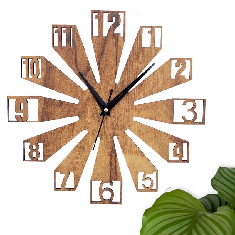 ADK Trendy Roman Wooden Clock Wood Carving MDF Design Wall Clock Perfect for Office Classroom Bedroom Living Room Kitchen RestaurantHotel etc 158 - Image 3