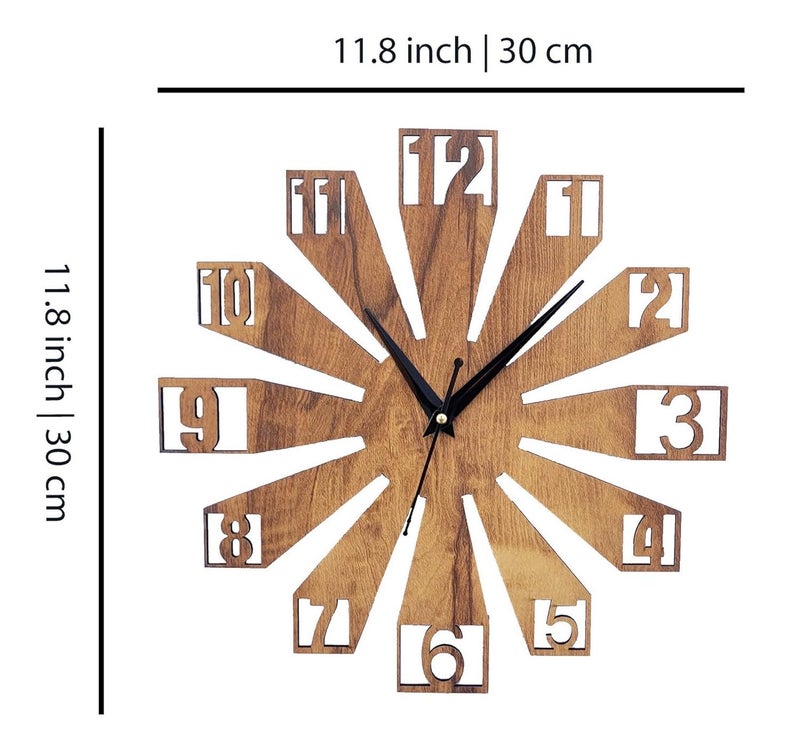 ADK Trendy Roman Wooden Clock Wood Carving MDF Design Wall Clock Perfect for Office Classroom Bedroom Living Room Kitchen RestaurantHotel etc 158 - Image 5