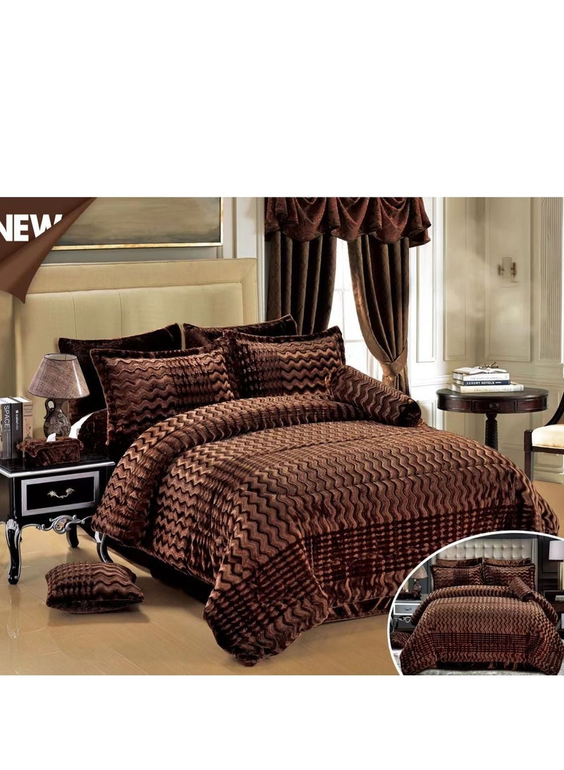 مينجلي طفم لحاف مفرش نفرين فخم من المخمل الناعم بتصميم حصري وجذاب مقاس 240*260 سم - Image 1