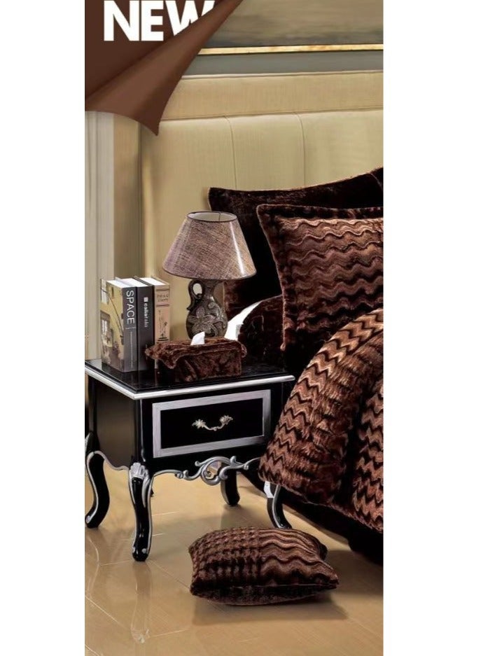 مينجلي طفم لحاف مفرش نفرين فخم من المخمل الناعم بتصميم حصري وجذاب مقاس 240*260 سم - Image 2