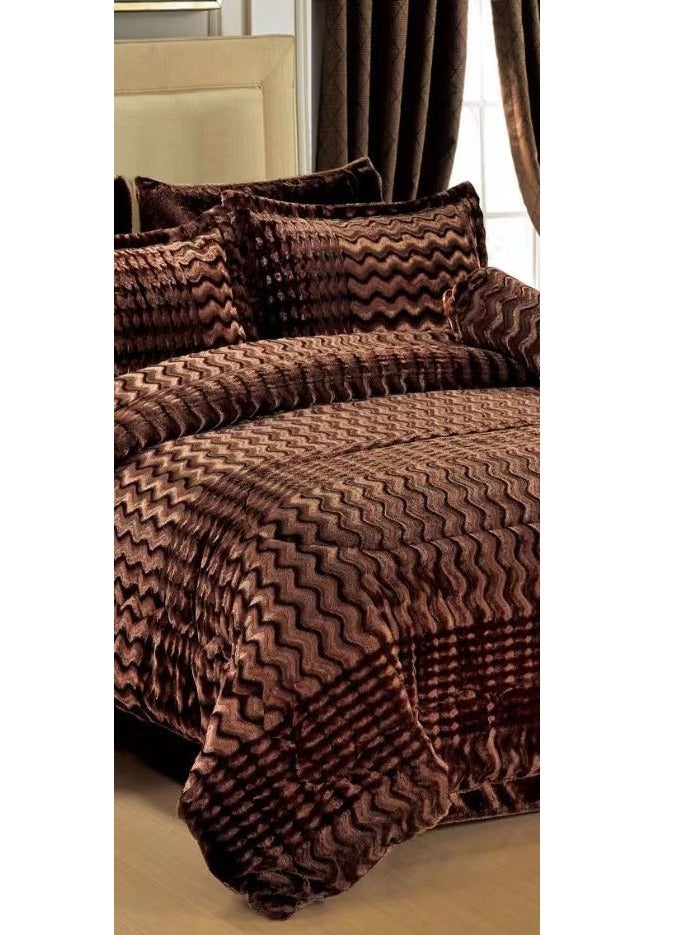 مينجلي طفم لحاف مفرش نفرين فخم من المخمل الناعم بتصميم حصري وجذاب مقاس 240*260 سم - Image 3