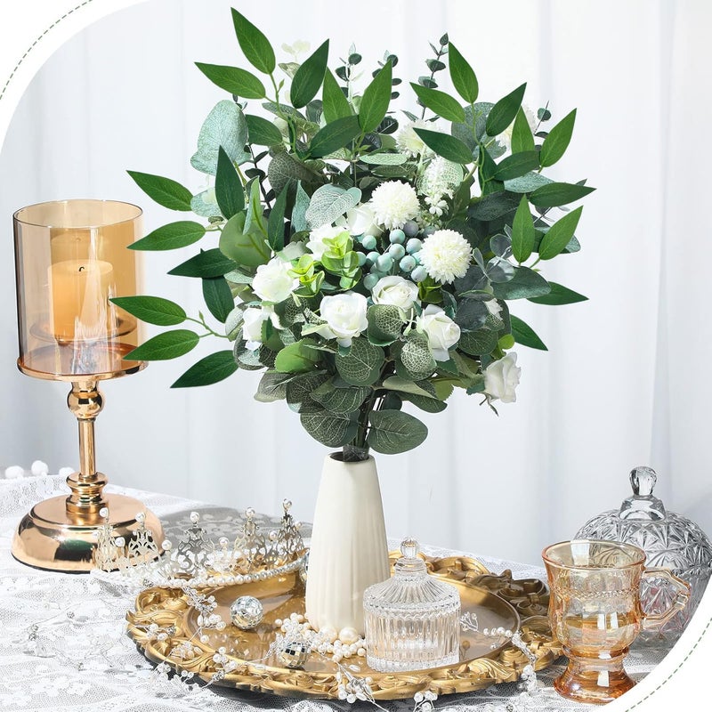 FUNORNAM 40Pcs Italian Ruscus Greenery Stems 18" Artificial Silk Greenery Leaves for DIY Bouquet Filler Table Centerpieces Home Indoor Decor - Image 2