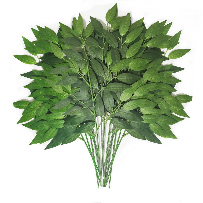 FUNORNAM 40Pcs Italian Ruscus Greenery Stems 18" Artificial Silk Greenery Leaves for DIY Bouquet Filler Table Centerpieces Home Indoor Decor - Image 1