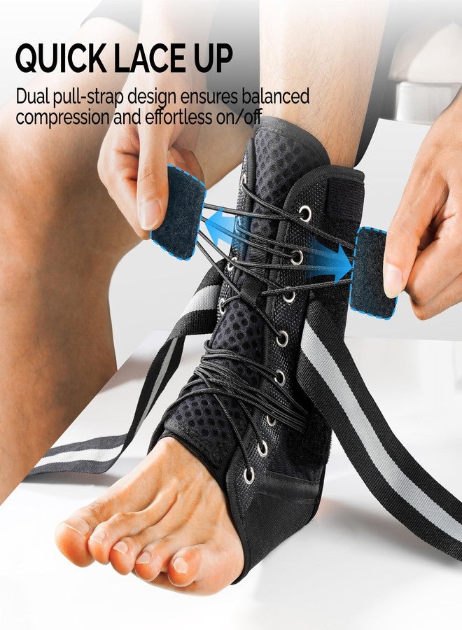 FEATOL Ankle Brace for Sprained Ankle, Adjustable & Comfortable Lace Up Support Stabilizer for Women Men with 2 Removable Side Splints, Protection for Sports, Running & Recovery, Small(10.2''-11.6'') - Image 5