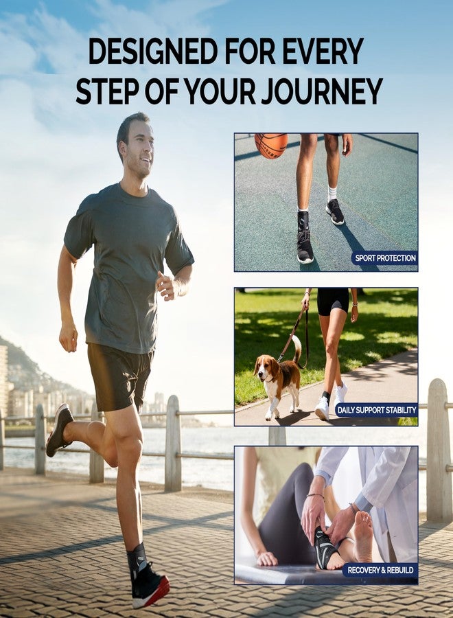 FEATOL Ankle Brace for Sprained Ankle, Adjustable & Comfortable Lace Up Support Stabilizer for Women Men with 2 Removable Side Splints, Protection for Sports, Running & Recovery, Small(10.2''-11.6'') - Image 2