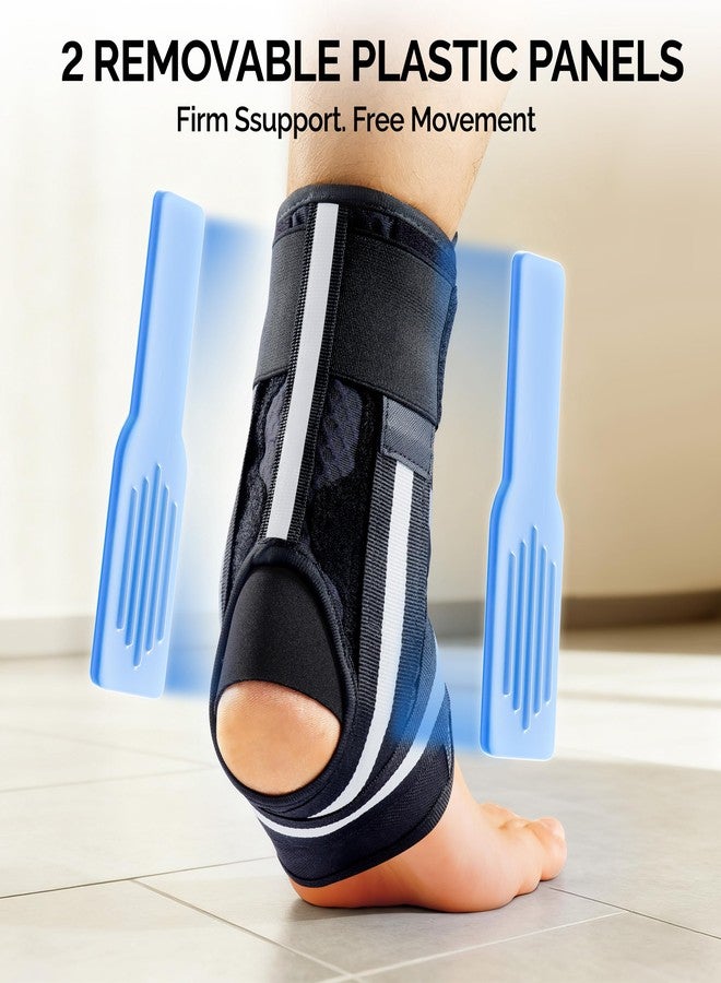 FEATOL Ankle Brace for Sprained Ankle, Adjustable & Comfortable Lace Up Support Stabilizer for Women Men with 2 Removable Side Splints, Protection for Sports, Running & Recovery, Small(10.2''-11.6'') - Image 4