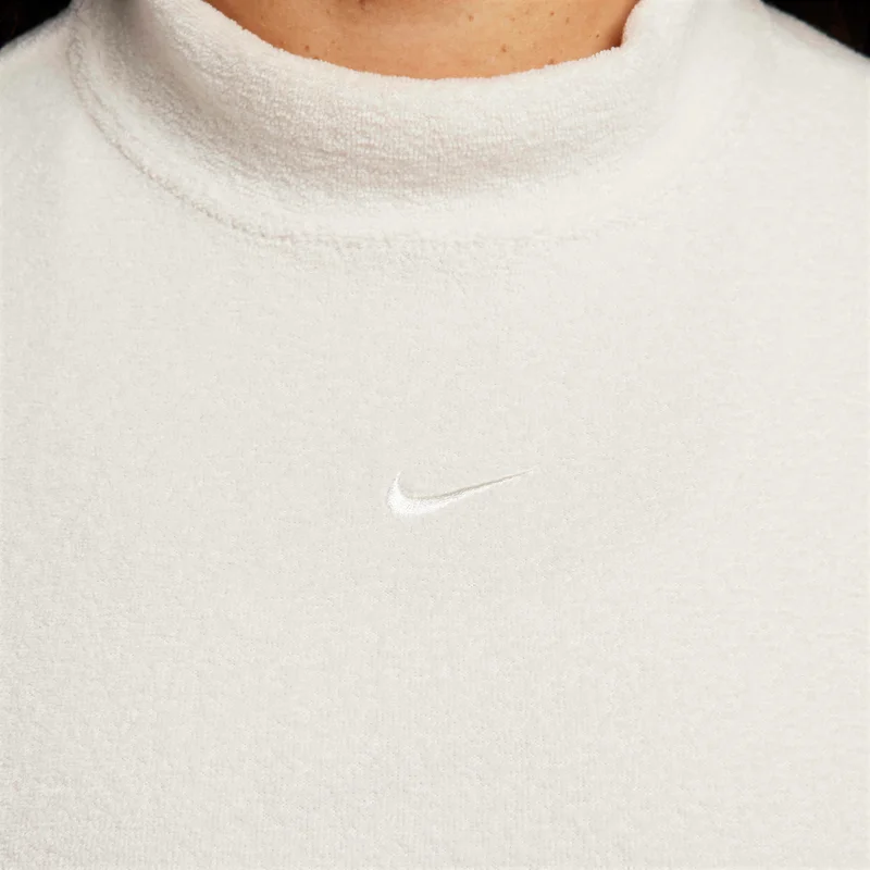 Nike White Women's Sportswear Phoenix Plush Mock-Neck Long-Sleeve Cropped Cosy Fleece Top for Women | Best Price UAE