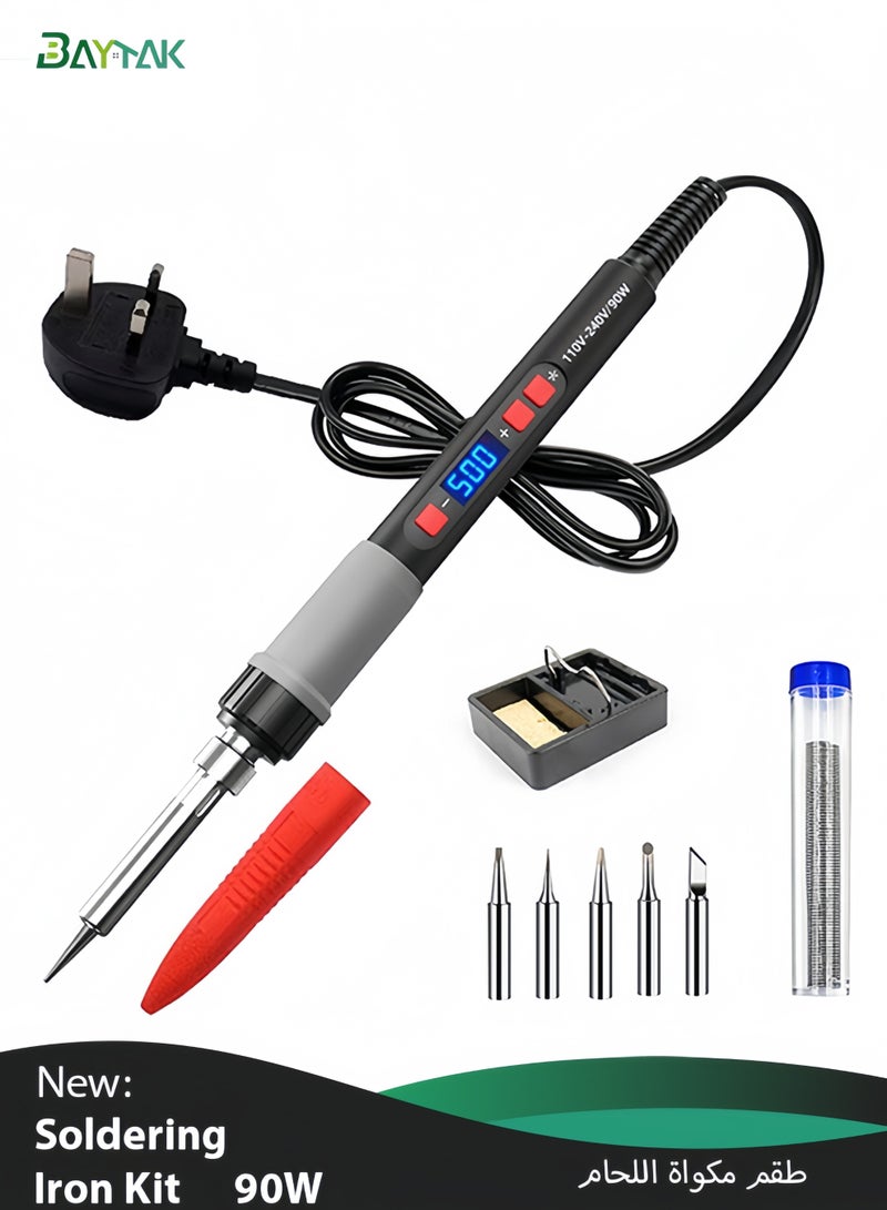 Baytak Soldering Iron Kit, 90W Adjustable Temperature, Fast Heating Ceramic Thermostatic Welding Iron with LCD Display for Welding Circuit Board, Appliance Repair - Image 1