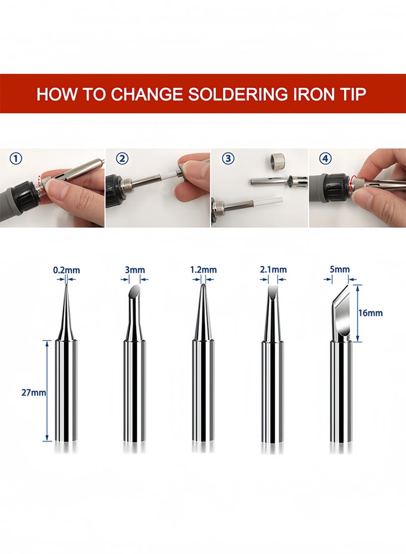 Baytak Soldering Iron Kit, 90W Adjustable Temperature, Fast Heating Ceramic Thermostatic Welding Iron with LCD Display for Welding Circuit Board, Appliance Repair - Image 5