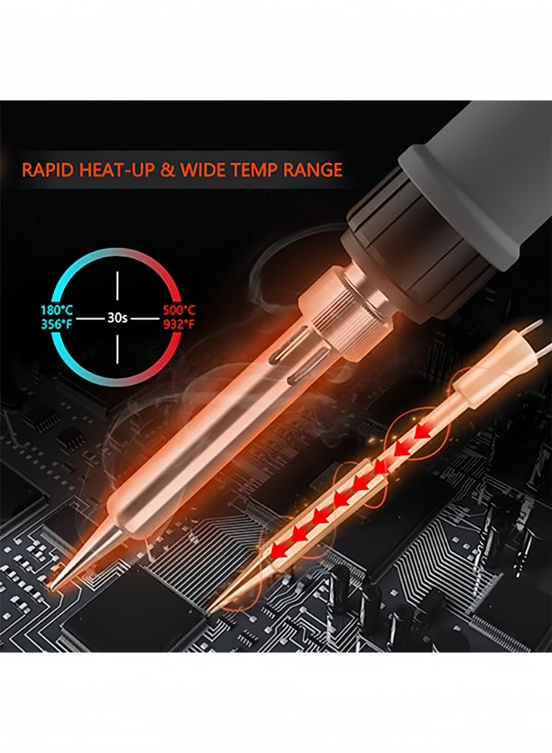 Baytak Soldering Iron Kit, 90W Adjustable Temperature, Fast Heating Ceramic Thermostatic Welding Iron with LCD Display for Welding Circuit Board, Appliance Repair - Image 4