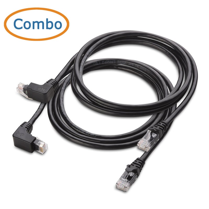 Cable Matters كابل ماترز حزمة كومبو 10 جيجابت في الثانية 90 درجة كات 6، كابل إيثرنت بزاوية صحيحة كات 6 بطول 5 أقدام (زاوية صحيحة لأسفل + زاوية صحيحة لأعلى) - Image 2