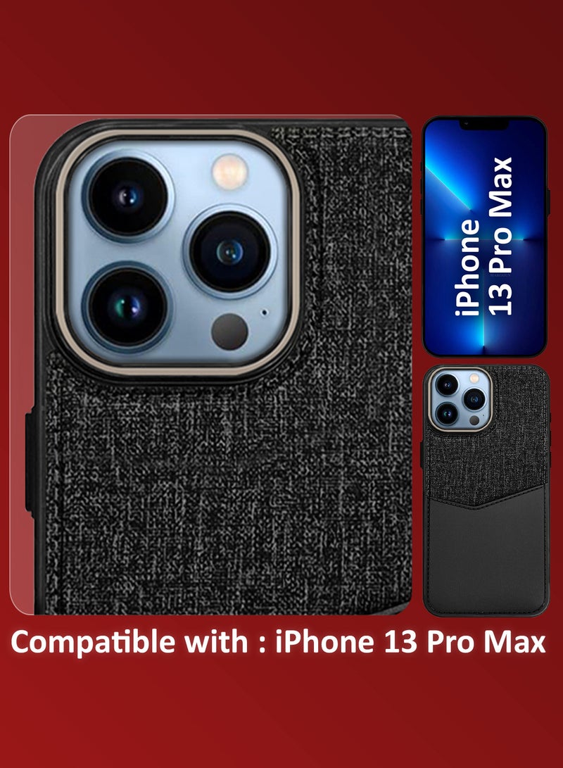 CATANES iPhone 13 Pro Max Card Case Leather Back Cover with Card Holder, Slim and Lightweight, 1-2 Cards - Black  - Image 5
