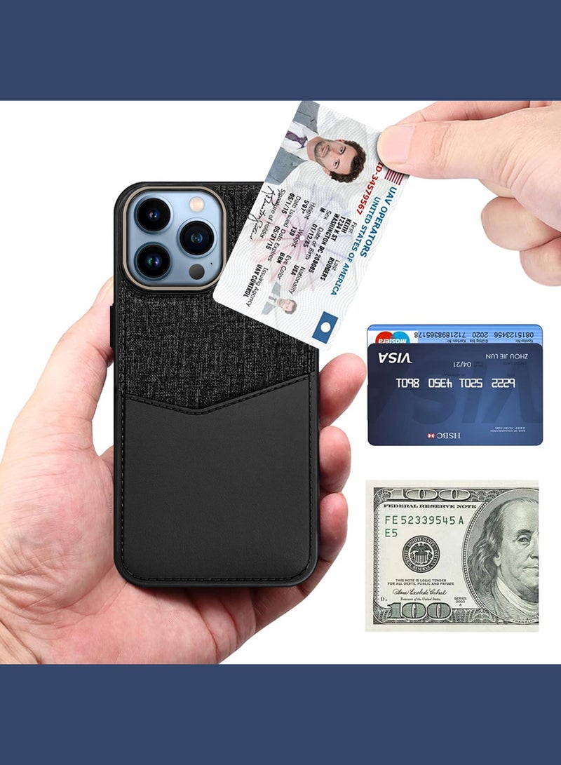 CATANES iPhone 13 Pro Max Card Case Leather Back Cover with Card Holder, Slim and Lightweight, 1-2 Cards - Black  - Image 2