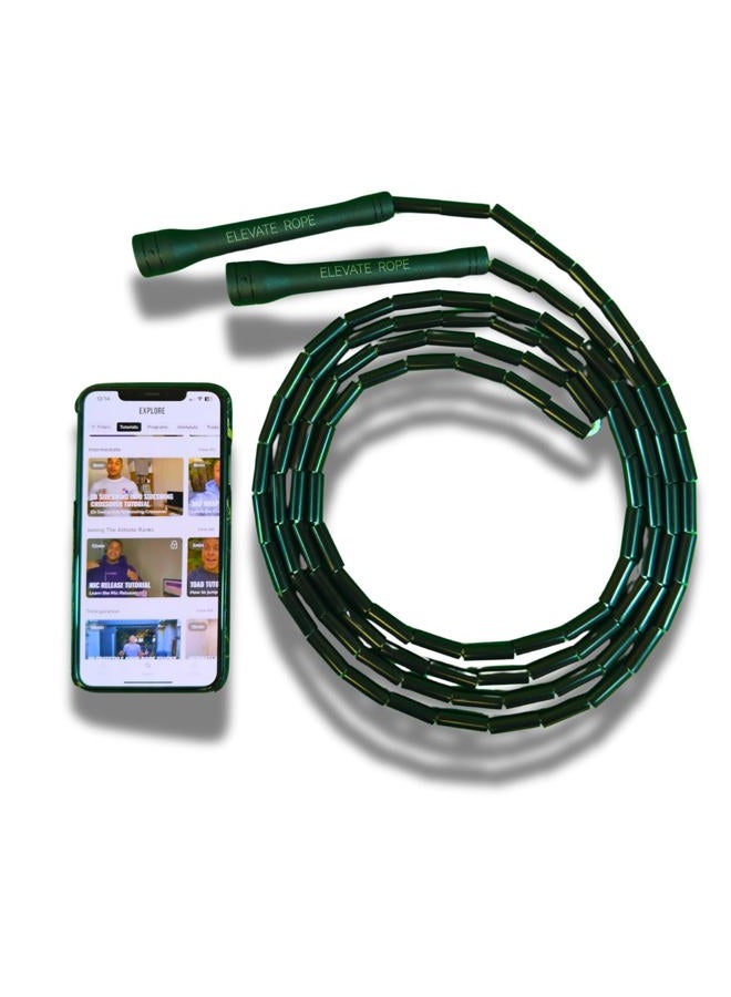 Elevate Rope Professional Beaded Jump Rope - 3m Adjustable, Quality Beads & Poly Cord - For Freestyle, Cardio & Tricks - All Levels & Indoor/Outdoor Use (White/Silver/Turquoise) - Image 2