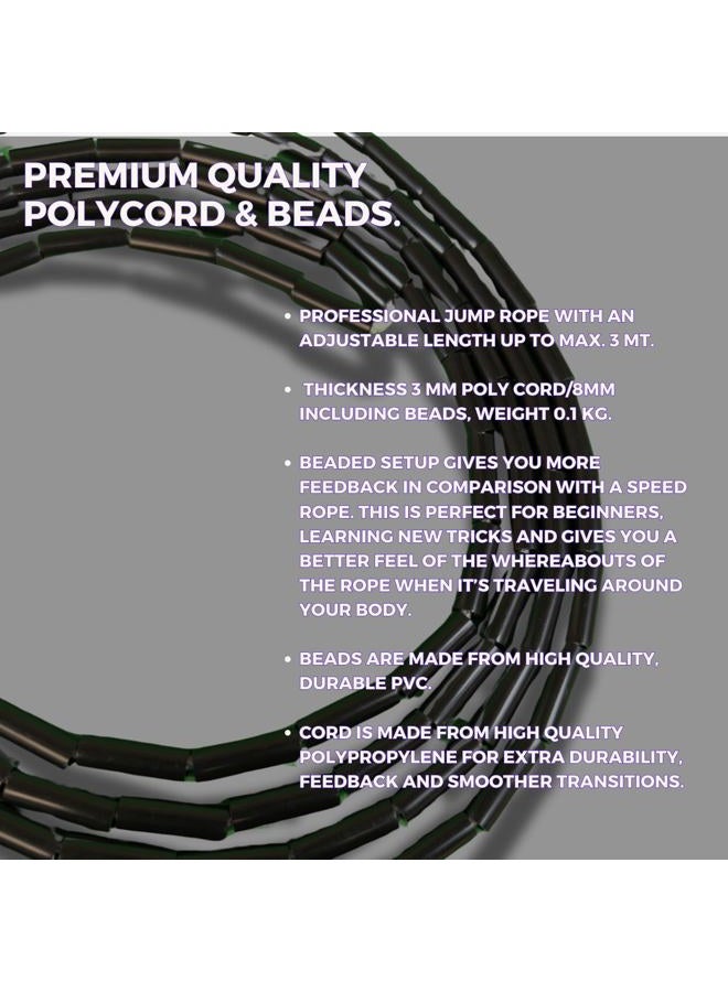 Elevate Rope Professional Beaded Jump Rope - 3m Adjustable, Quality Beads & Poly Cord - For Freestyle, Cardio & Tricks - All Levels & Indoor/Outdoor Use (White/Silver/Turquoise) - Image 4
