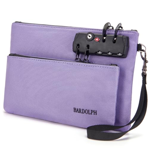 BARDOLPH Money Bag with Lock, Double layer Men & Women's Locking Accessories Pouch, BankBag,CashBag with Lock and Zipper NotaryBag with Lock (Purple) - Image 1
