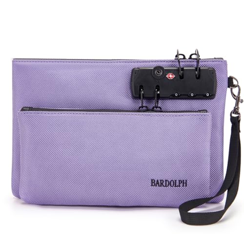 BARDOLPH Money Bag with Lock, Double layer Men & Women's Locking Accessories Pouch, BankBag,CashBag with Lock and Zipper NotaryBag with Lock (Purple) - Image 4