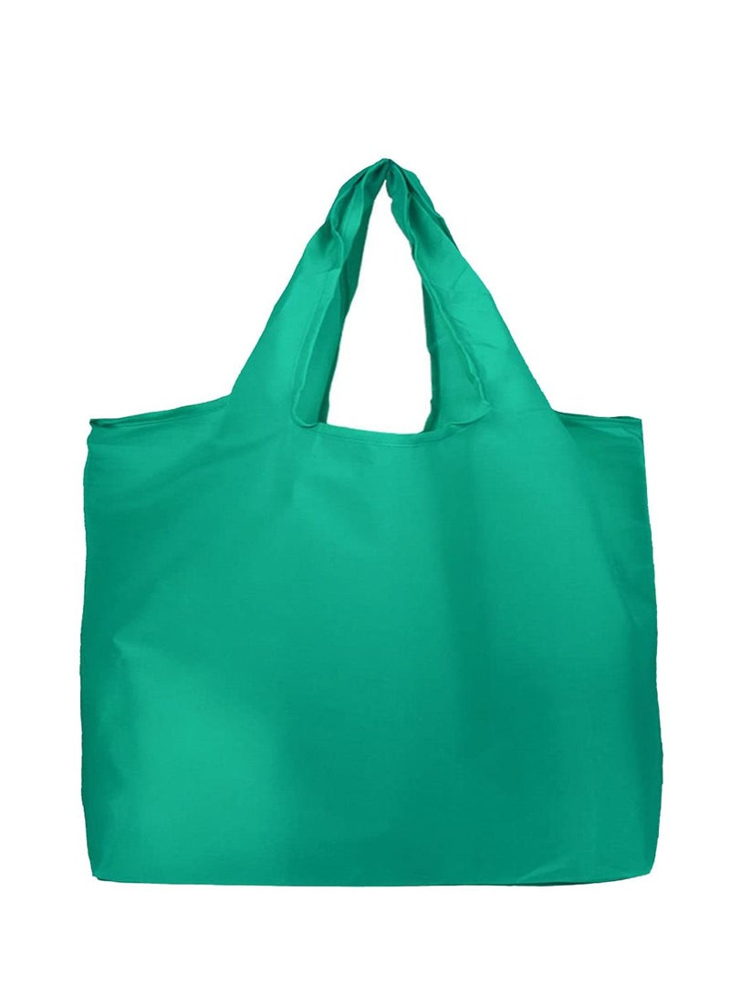 KASTWAVE Grocery Bags, Heavy Duty Reusable Foldable Groceries Tote Bag, Portable and Folding Shopping Bag with Elastic Band to Tie, Waterproof, Washable Tote Bags, Long Handle, Large Bulk, 2 Pack (grass green) - Image 1