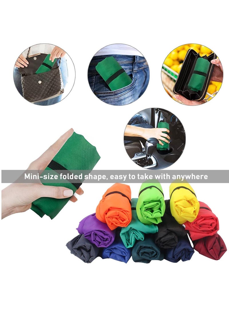 KASTWAVE Grocery Bags, Heavy Duty Reusable Foldable Groceries Tote Bag, Portable and Folding Shopping Bag with Elastic Band to Tie, Waterproof, Washable Tote Bags, Long Handle, Large Bulk, 2 Pack (grass green) - Image 3