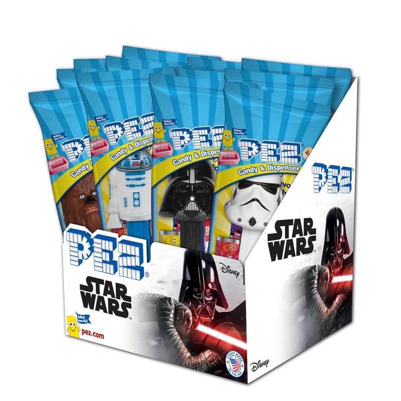 PEZ حلوى PEZ من حرب النجوم، موزعات متنوعة، 0.58 أونصة (عبوة من 12) - Image 1