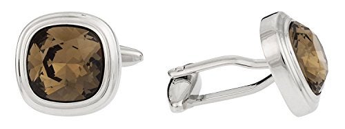 Cuff-Daddy Smoky Quartz Brown Crystal Cufflinks with Presentation Gift Box - Perfect for Travel - Image 2