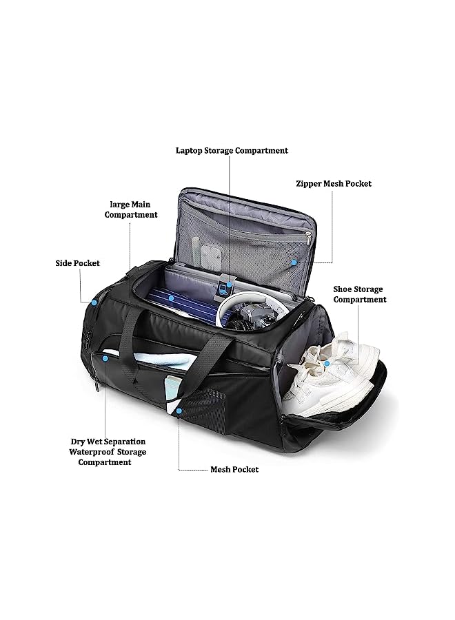 PROMASS Bag for Men Women - Sports Duffle bag Travel Backpack Weekender Overnight Bag with Shoes Compartment (Black Pro) - Image 3