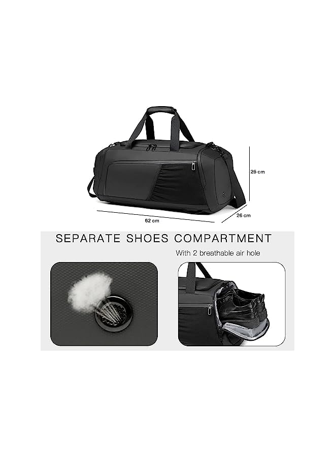 PROMASS Bag for Men Women - Sports Duffle bag Travel Backpack Weekender Overnight Bag with Shoes Compartment (Black Pro) - Image 5