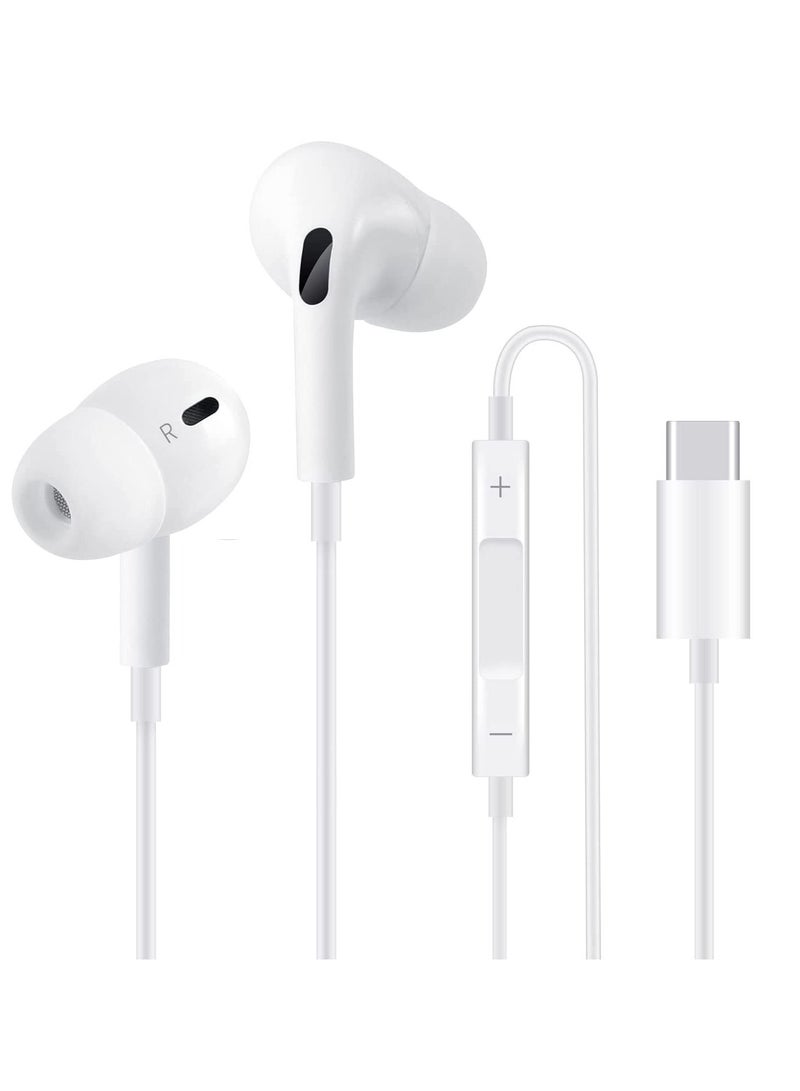 سماعات رأس USB C، سماعات أذن من النوع C سلكية مع ميكروفون وتحكم في مستوى الصوت، سماعات أذن عازلة للضوضاء لهاتف Google Pixel Oneplus Samsung Galaxy iPad Pro وMacBook