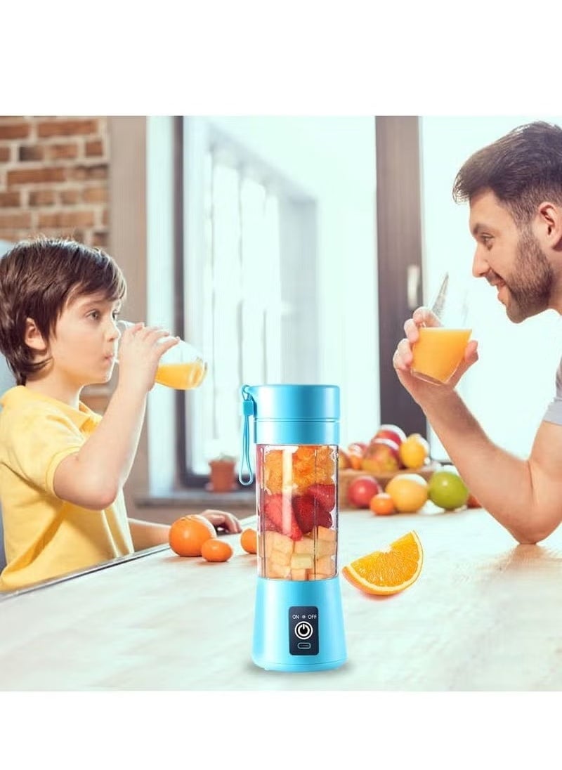 TIGER Portable Blender Cup – Electric USB Juicer Blender, Mini Blender for Shakes & Smoothies, Juice, 380ml, Six Blades for Efficient Mixing, USB Rechargeable, Ideal for Travel, Office, and Home Use – Blue  - Image 2